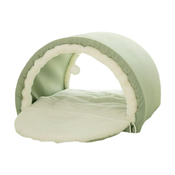 Cama de gato cueva cama para dormir, tapa interactiva de carpa para mascotas para con pelota linda y cómoda cátedra plegable cabaña de nido de