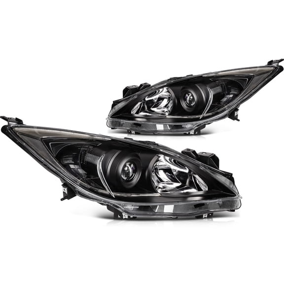 Headlights Assembly For 2010 2011 2012 2013 Mazda 3 Black Left   Right Side
