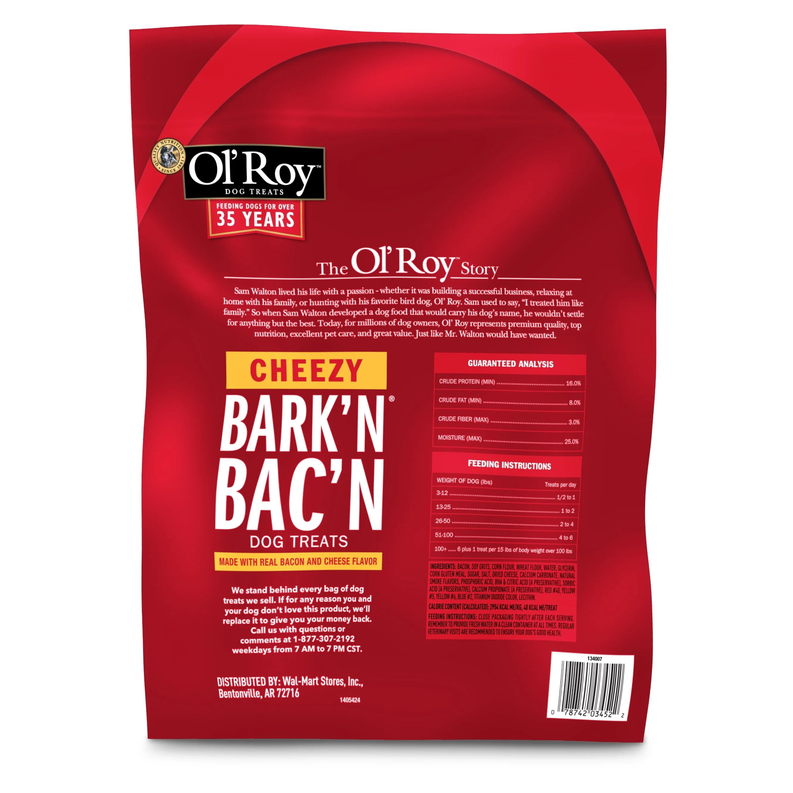 Ol' Roy Bark'n Bac'n Dog Treats, Cheezy Bacon, 25 oz