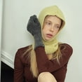 thumbnail image 4 of Gorros de lana clásicos para mujer, pasamontañas de punto liso, de punto acanalado, con capucha y sin cierre, de poliéster., 4 of 5
