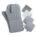 thumbnail image 4 of 6pcs/set Oven Gloves Mitts Cotton Microwave Heat Insulation Mat Washable Kitchen Towel  Gray, 4 of 10