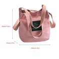 thumbnail image 2 of Women's Mini Canvas Bucket Bag Casual Letter Patch Crossbody Tote With Adjustable Strap Cute Portable Bucket Bags Square Handbag Everyday Bag Mini Travel Shoulder Bag, 2 of 2