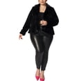 thumbnail image 2 of Agnes Orinda Women Plus Size Coat for Cardigan Jacket Notch Lapel Faux Fur Fluffy Coats 1X Black, 2 of 7