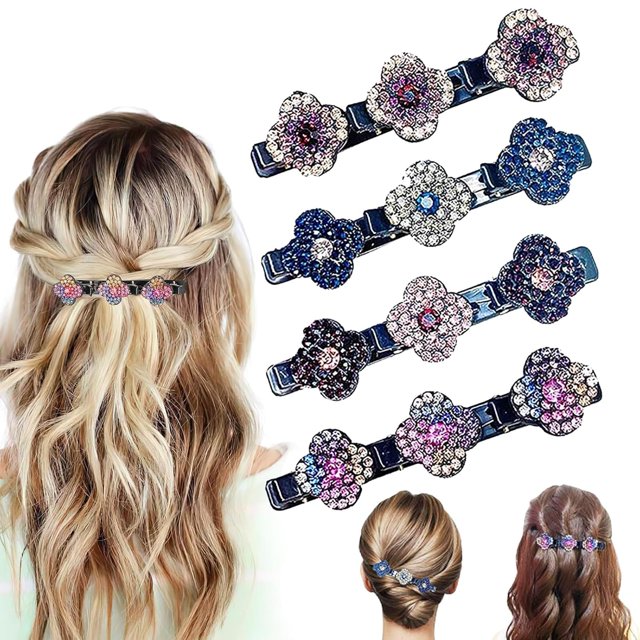 2024 nuevas pinzas para el cabello trenzadas con piedras de cristal brillantes, pinzas para el cabello trenzadas con piedras de cristal brillantes para mujeres, pinzas para el cabello con diamantes de