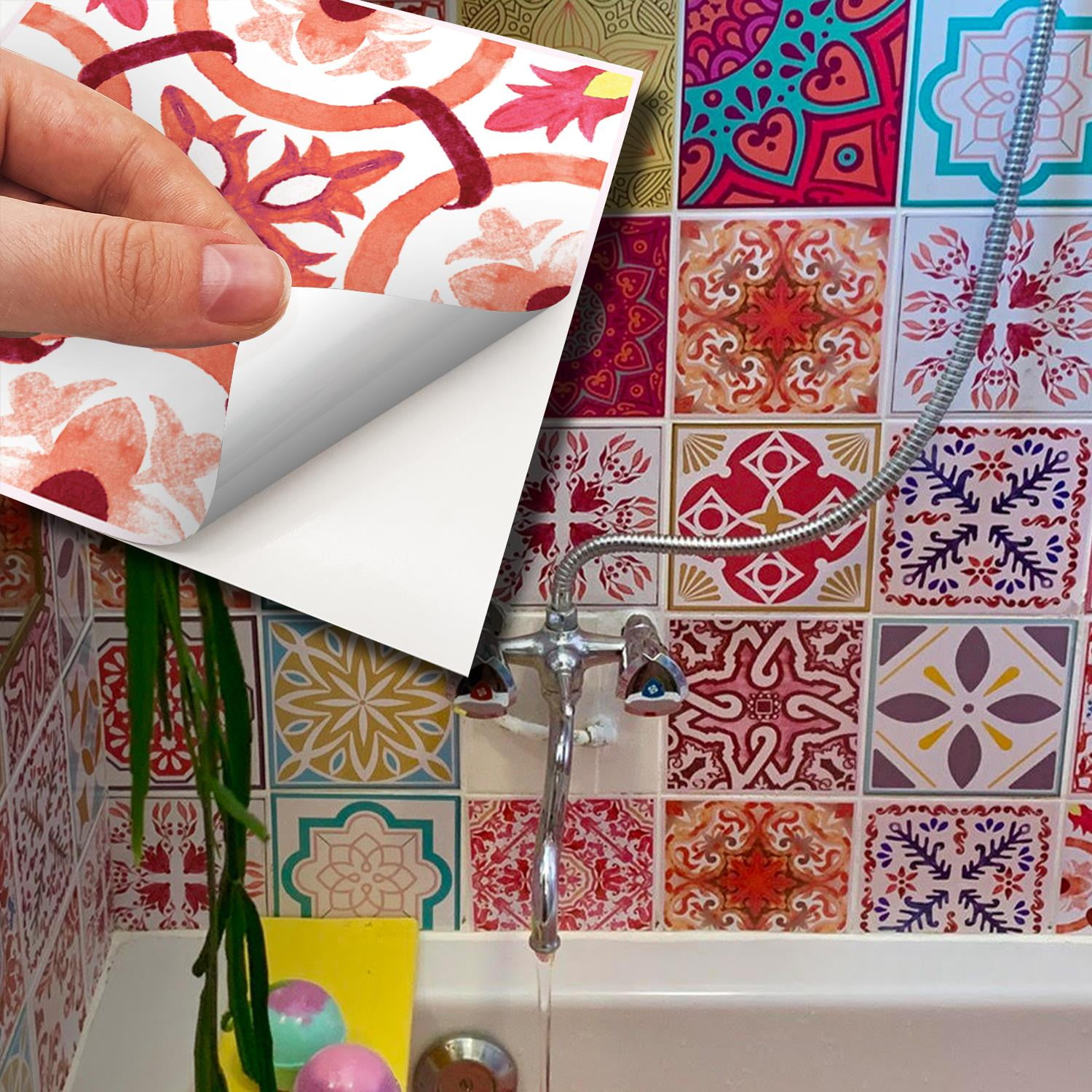 Walplus Peel and Stick Backsplash Multicolour Mandalas Mix Wall Tile