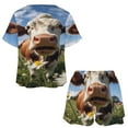 thumbnail image 3 of Farmhouse Highland Cow Funny Cattle And Flower 2 Pack Women’s Pajama Set Print Sleepwear And Shorts Y2k Loungewear Sets S-5XL, 3 of 7