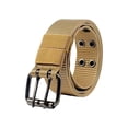 thumbnail image 2 of Nmnitkp Belt Men's Women's Double Prong Buckle Canvas Belt, Adjustable Multi-hole Breathable Nylon Woven Waist Belt for Jeans, Pants, Daily Wear & Outdoor Activities Khaki,Free Size, 2 of 7