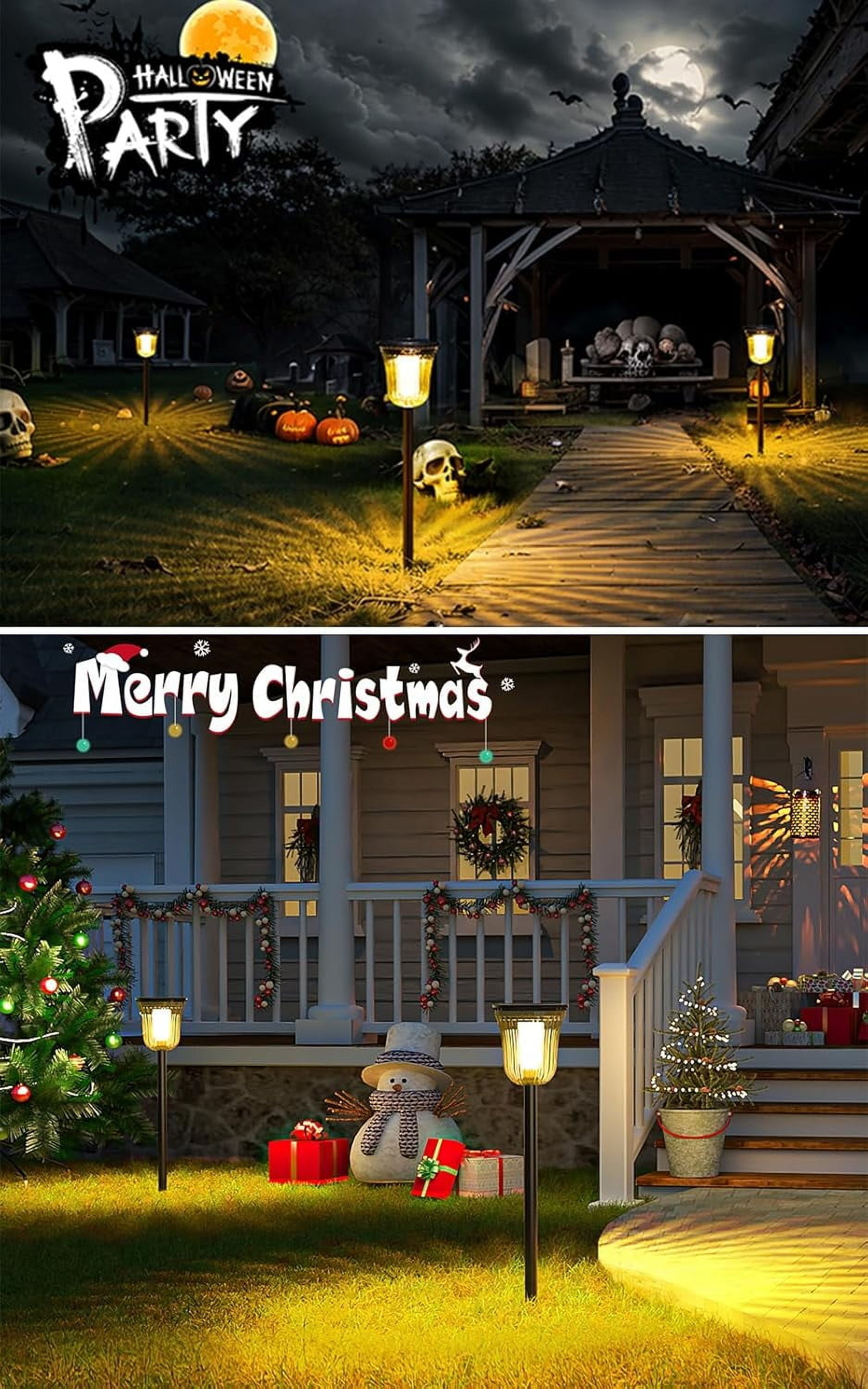JSOT 2 Pack Solar Pathway Lights Outdoor Waterproof, 200LM Solar Path Lights, Super Bright Solar Garden Lights for Yard Lawn Walkway Driveway, Warm/White Light