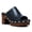 Blue, variant on YDN Women's Open Peep Toe Mules Platform Wooden Block Heels with Studs Dressy Casual Slides Sandals Slip On Comfy Shoes Daily Size 7 Brown