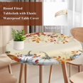 thumbnail image 4 of Orange Blue Pumpkins Fall Round Tablecloth, Fitted Table Cover with Elastic for 45"-54" Round Tables, Thanksgiving Eucalyptus Floral Table Cloth Outdoor Indoor Dinning Party Waterproof Tablecloths, 4 of 7