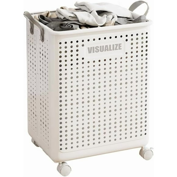 Asnews Foldable Laundry Hamper with Wheels, Large Capacity Dirty Clothes Basket for Bedroom/Bathroom/Laundry Room