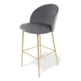 thumbnail image 2 of Silla Alta Terciopelo Gris con Patas Doradas - Banco para Barra Moderno y Elegante Silla Alta para Cocina, Bar y Comedor, 2 of 9