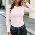 thumbnail image 6 of Auralook Women's Long Sleeve Crew Neck Crop Top Slim Fit Solid TShirts Stretchy Gathering Tee Base Layering Daily Wear, 6 of 9