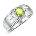 thumbnail image 3 of RYLOS Men's Rings Sterling Silver Classic 8X6MM Oval Gemstone &  Diamond Ring Peridot August Birthstone Rings For Man Silver Rings Size 13, 3 of 7