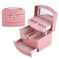 thumbnail image 4 of Qiilu 3 Layers Jewelry Necklace Ring Storage Box Case Lady Gift Home Supplies , Jewelry Storage Box, 3 Layers Jewelry Box, 4 of 5