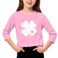 thumbnail image 1 of T-Shirt Fille Fête de la Saint-Patrick, Mignon T-Shirt Graphique à Manches 3/4 Col Rond avec Imprimé Irlandais, Hauts Décontractés Printemps Été pour Vacances, Fête d'Anniversaire et Usage Quotidien Rose 110, 1 of 5