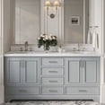 thumbnail image 2 of Ariel Stafford 72 Inch Double Oval Sink Bathroom Vanity With Carrara White Quartz Countertop 1.5 Edge In Grey, 2 of 9