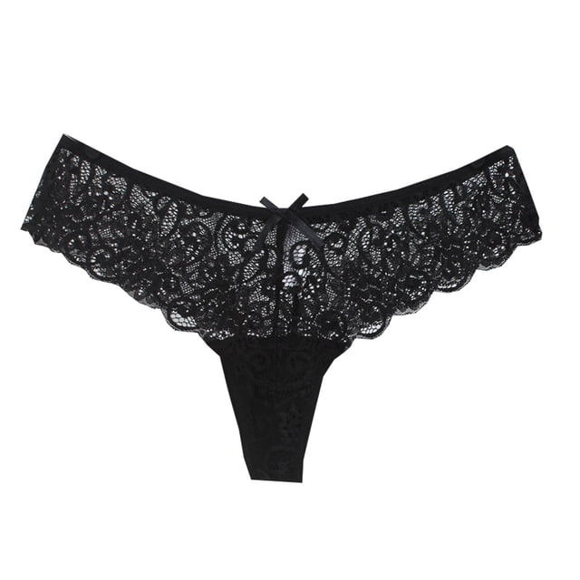 Birdeem Culotte String Femme Mode Aguichant Dentelle Fleur Gaze Transparente Nœud Taille Basse G-String Pantalon Culottes String