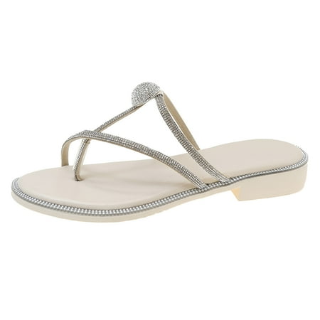 

WANYNG Women Sandals Girls Rhinestone Sets Slippers Sandals Flat Straps Casual Home Sandals Slippers Beach Slippers Dressing Shoes for Ladies Sandals for Women Wide Width Size 12