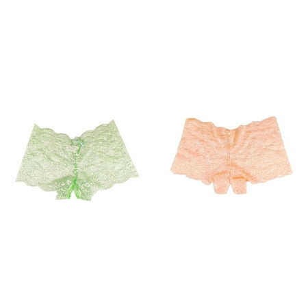 (2-Pack) Kcodviy Women s Underwear Womens Panties Seamless No Show Lace Open Panties Color Women s Thongs Variety Pack Plus Size Underwear