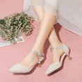 thumbnail image 2 of EnJoCho Big Girl Closed Toe Wedding Shoes Fashion Pointed Toe Princess Shoes Fine Flash Hook Buckle Girls Fine Heel High Heels Girls Stylish Party Shoes White, 2 of 5