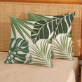 thumbnail image 5 of Summer Pillow Covers 18x18 Inch Set of 2, Green Botanical Tropical Pillowcase Coral Monstera Palm Leaf Throw Pillows Outdoor Decor Farmhouse Cushion Case Linen Decorative for Couch Home Sofa, 5 of 6