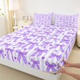 thumbnail image 3 of Manfei Cute Purple Bowtie Fitted Sheet Full,Fashion Bowknot Heart Print Bed Set,3pcs,1 Fitted Sheet and 2 Pillowcases, 3 of 6