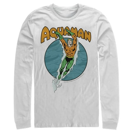 Men's Justice League Swimming Dance Long Sleeve Shirt White Small