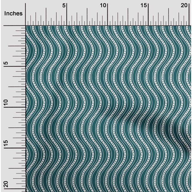 oneOone Cotton Poplin Fabric Dot & Waves Block Print Sewing Fabric BTY 56 Inch Wide