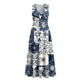thumbnail image 4 of Smsaxvxz Women's Summer Dresses Fashion Floral Printed V Neck Sleeveless Casual Comfortable Beach Vacation Maxi Sundress A-4 XL, 4 of 8