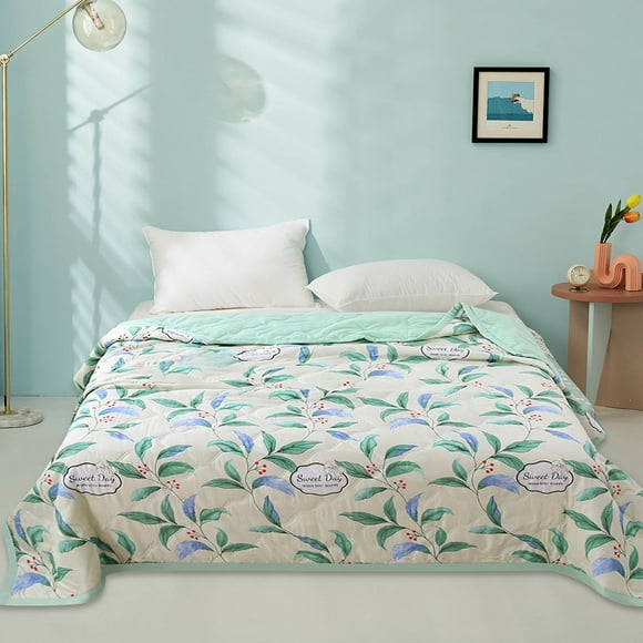 Printed Summer Quilt, Lightweight Quilt for Summer Ultra-Soft Microfiber Modern Style Quilted Clouds Pattern Bedspread Quit