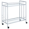 thumbnail image 5 of Cara 2-tier Rectangular Glass Shelf Metal Bar Cart Chrome, 5 of 9