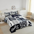 thumbnail image 2 of Deer Bear Comforter Set King Size,Wolf Hunting Adventure Rustic Bedding Set Adults Room Decor,Geometric Plaids Patchwork Down Comforter,Blue Xmas Duvet Insert, 2 of 6