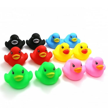 Novelty Place 12 Pcs Float Plastic Duck Ducky Baby Bath Toy for Kids Assorted Colors