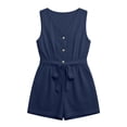 thumbnail image 4 of Yteetum Jumpsuits for Women Summer Sleeveless V Neck Cotton Button Waist Tie Rompers Womens Casual Solid Loose Lightweight Comfy Beach Travel Vacation Overalls, 4 of 8