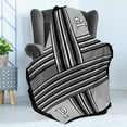 thumbnail image 3 of Letter P Throw Blanket, Monochrome Style Lines and Stripes with Old Vintage Look Classic Geometry, Flannel Fleece Accent Piece Soft Couch Cover for Adults, 60" x 80", Charcoal Grey White, by Ambesonne, 3 of 4