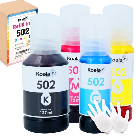 KOALA Ink Replacement Refill Kit, 4 Bottles for Epsn. ET-2750 ET-2760 ET-2850 ET-2700 ET-3760 ET-4760 ST-2000, Auto-fill