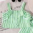 thumbnail image 6 of Conairie Outfits Set Three Piece for Girls Summer Striped Print Camisole Top and Striped Long Pants With Belt Set Casual Boho Clothes Set Green 12-18 M, 6 of 8