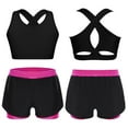 thumbnail image 4 of Yanarno Girls  2-Piece Athletic Set Sleeveless Cross Back Crop Top with Double-Layer Contrast Shorts for Workouts Hot Pink 8, 4 of 4