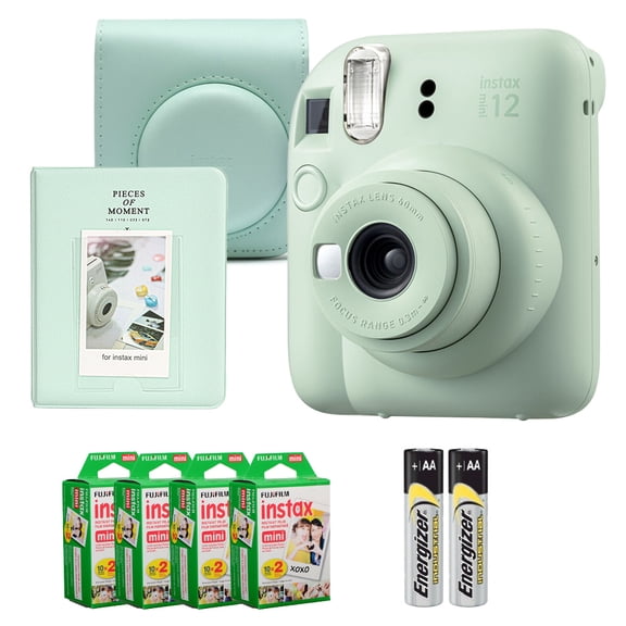 Fujifilm Instax Mini 12 Camera (Mint Green) Case Instax Mini Instant Film (80 Sheets) Mini Photo Album