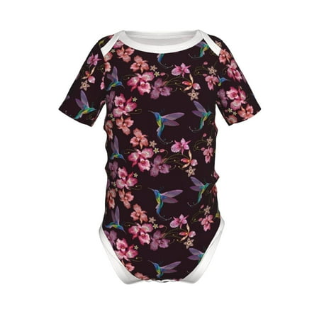 

Lukts Humming Bird And Tropical Print Baby Short Sleeve Romper Onesie for Newborn Baby Boys and Girls-12 Months