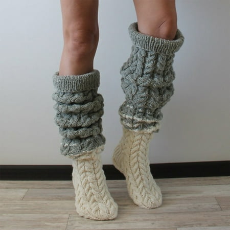 

QWANG Women Christmas Warm Thigh High Long Stockings Knit Over Knee Socks Xmas