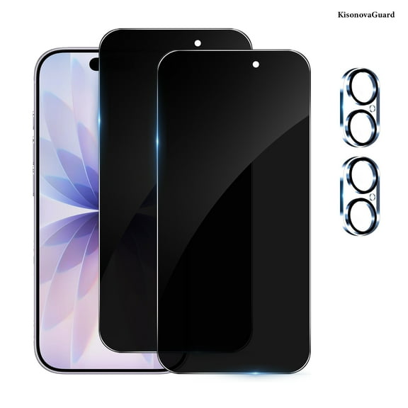 [2 2Pack] KisonovaGuard for iPhone 17 Screen Protector and Camera Lens Film[Privacy Tempered Glass Protector][9H Hardness][No-Bubble][3D Full Coverage]for iPhone 17