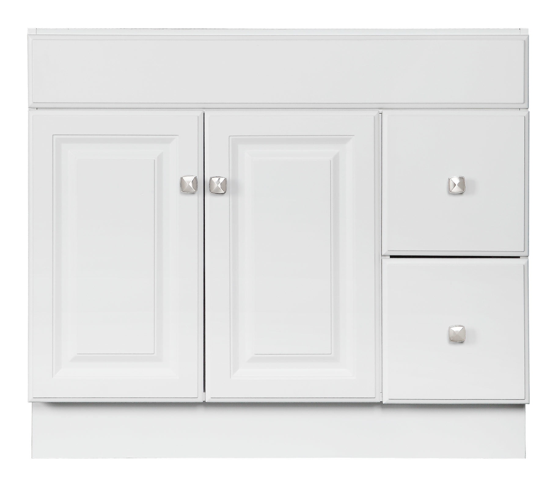 Design House Wyndham 36" Solid Wood Ready to Assemble 2-Door and 2-Drawer Bathroom Vanity Cabinet, White