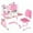 Pink, variant on SUSUchens Height Adjustable Kids Study Desk Chair Set with Sitting Corrector,Children School Study Table Chair Set with Book Stand, Foot Pedal, Partition Design (Pink 2Pcs)