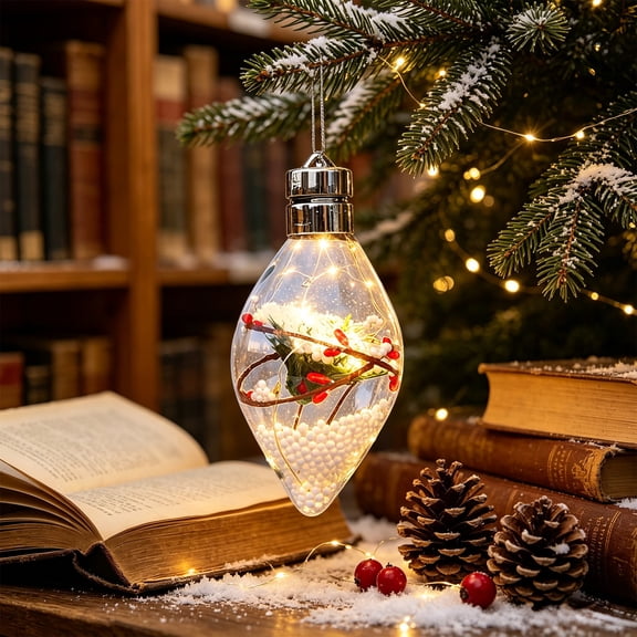 Ikohbadg Hanging Ornament Christmas Decorations with LED Lights, Indoor Outdoor Party Home Garden Table House Decor, Perfect Gift for Holidays and Special Events