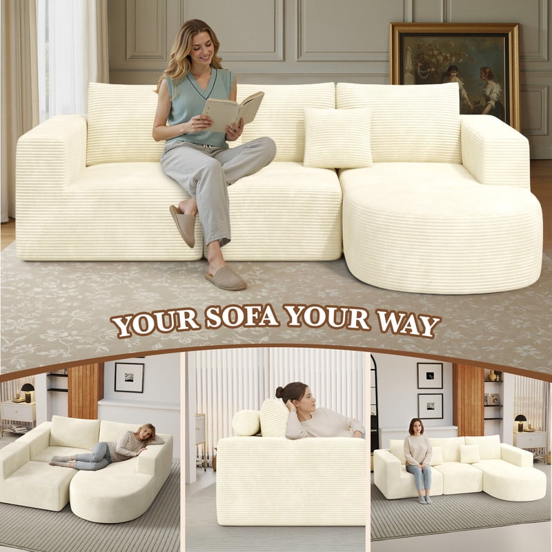 Daluvenix 104” Modular Sectional Sofa Cloud Sectional Couch with Deep Seat Modern Modular L-Shape Sofa Couch with Chaise Upholstered Couches for Living Room Bedroom