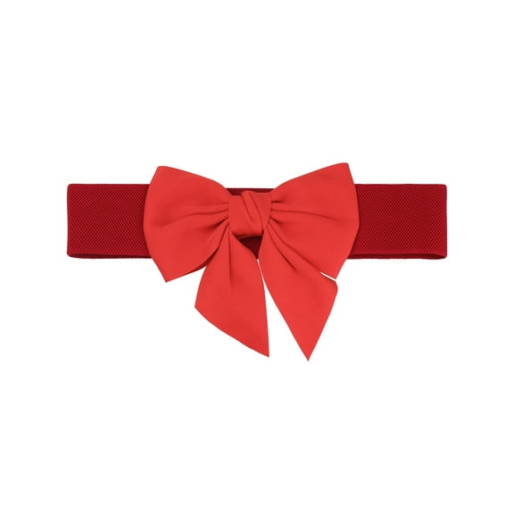 INSPIRE CHICWomen's Plus Size Elastic Wide Belt Dress Bowknot Waistband Decoration Fashion Versatile Belts 26.0-33.5" Red