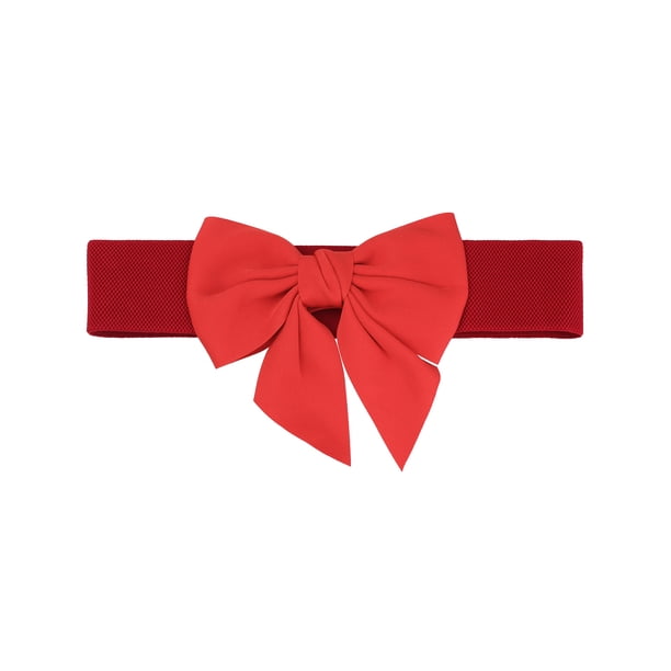 CINTURÓN ELÁSTICO ANCHO PARA MUJERES TALLA PLUS INSPIRE CHIC, DECORACIÓN DE CINTURA CON LAZO, CINTURONES DE MODA VERSÁTILES 26.0-33.5" Rojo