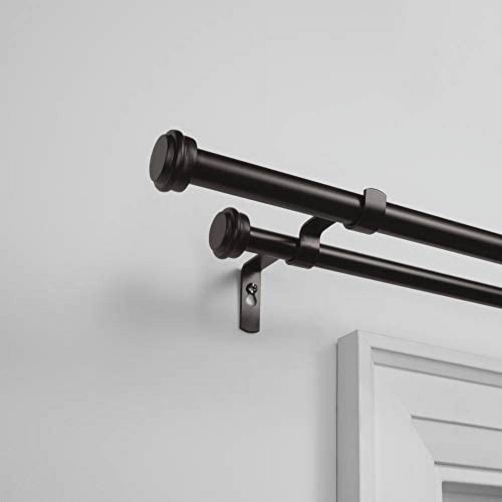 Exclusive Home Topper Double Curtain Rod and Finial Set, Matte Bronze, 36"-72"